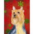 thumbnail image 1 of Carolines Treasures LH9316CHF 28 x 40 Po. Silky Terrier Flocons de Neige Rouges et Verts Drapeau de Noël en Toile - Taille Maison, 1 of 4