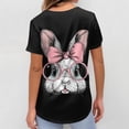 thumbnail image 4 of Womens Easter Scrub Tops V-Neck Short Sleeve Stretch Bunny/Egg Printed Nurse Working Uniforms, 4 of 5