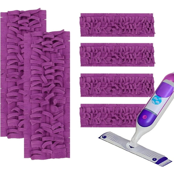 6 Pack Mop Refill Pads for PowerMop Multi-Surface and Wood Mop Pads Refill, Washable & Reusable Microfiber Spray Cleaning (Purple)