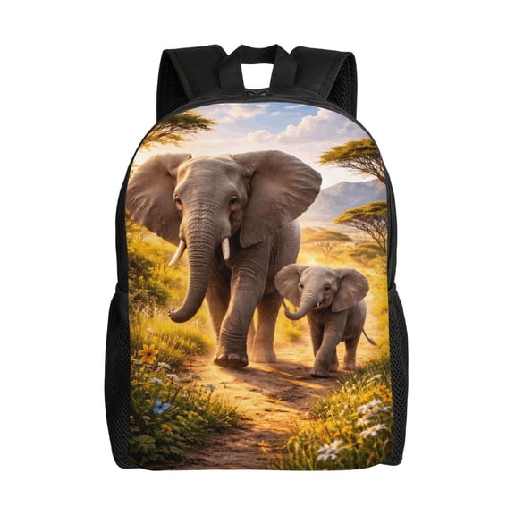 Elephant Backpack Full Front Print Travel Laptop Bag for Men and Women