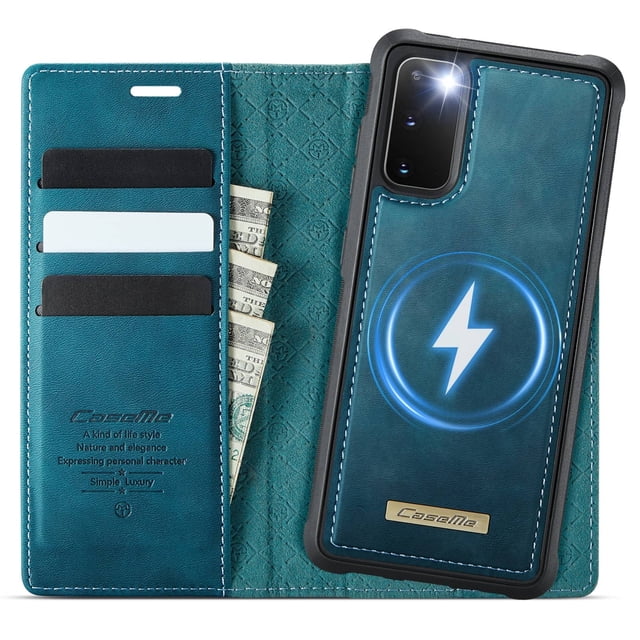 Funda Billetera Desmontable Magnética 2 en 1 Magsafe para Samsung Galaxy S20 con Tarjetero para Mujer y Hombre,Cuero PU Retro 【Bloqueo RFID】 Funda con soporte a prueba de golpes
