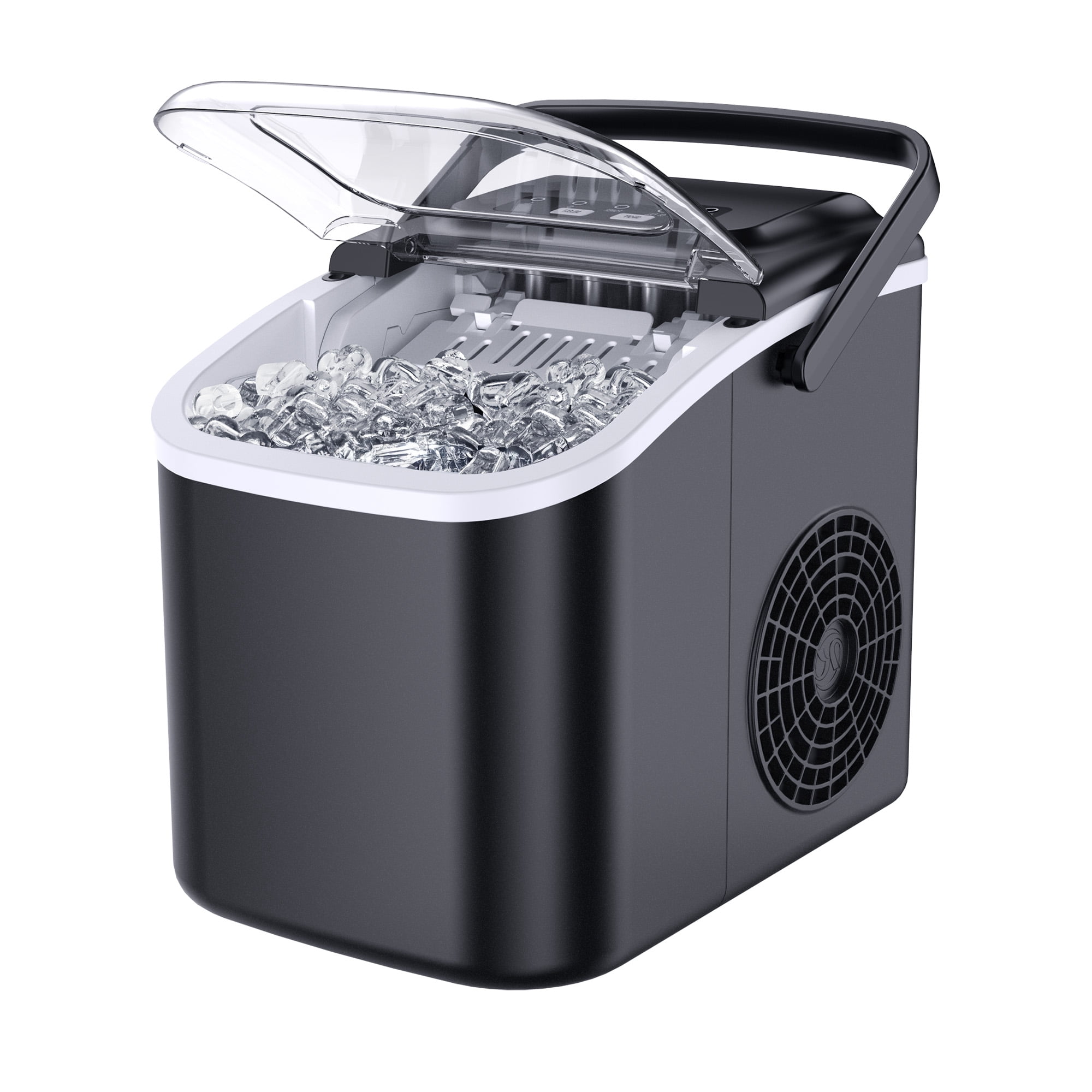 Simzlife Ice Maker Countertop, 8 Cubes Ready in 6 Mins, 26lbs in 24Hrs, Self-Cleaning Ice Machine with Ice Scoop and Basket, 2 Sizes of Bullet Ice for Home Kitchen Office Bar Party