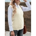 thumbnail image 5 of SOMER Women Sweater Vest Sleeveless V Neck Sweater Tops Loose Pullover Sweater Beige, 5 of 10