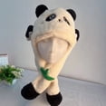 thumbnail image 3 of Kids Winter Ear Protection Hat, Panda Animal Plush Cap With Moving Ears, Warm Fleece Lined Headwear For Boys And Girls, Outdoor Play And Cold Weather, 3 of 6