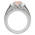 thumbnail image 3 of Wedding Ring Set for Women Round Cut Pink Morganite Diamond Halo Rings Accented 14K White Gold 4.95 Carat (G,SI), 3 of 5