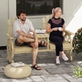 thumbnail image 2 of Outsunny 2-Seat Wooden Garden Bench with Center Table, Firwood Patio Bench with Umbrella Hole, High Backrest and Armrests, Rustic Wagon Wheel Design for Backyard and Porch, Natural, 2 of 8