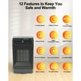 thumbnail image 4 of Electric Space Heater - 1500W with Remote, Portable PTC Ceramic Desk and Room Heater for Fast Safety Heat, 70° Oscillation, 12H Timer, 4 of 7