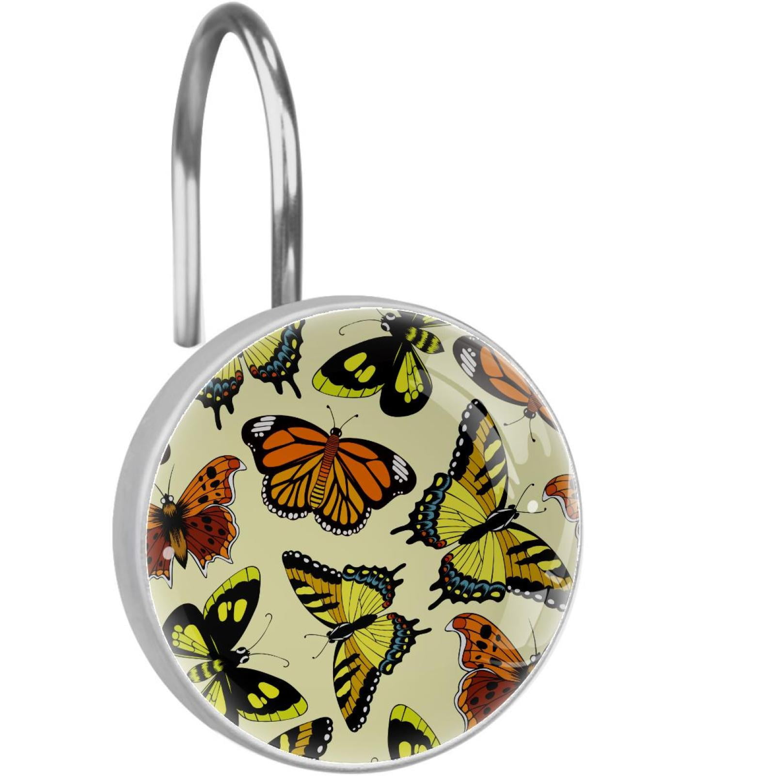 Butterfly Shower Curtain Hooks（Set of 12）for Home Hotel Shower Rods