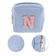 thumbnail image 4 of Ofertas Únicas 1 Pc Bolsa de Maquillaje con Patrón de Letra N para Viajes de Terciopelo Azul, 4 of 5