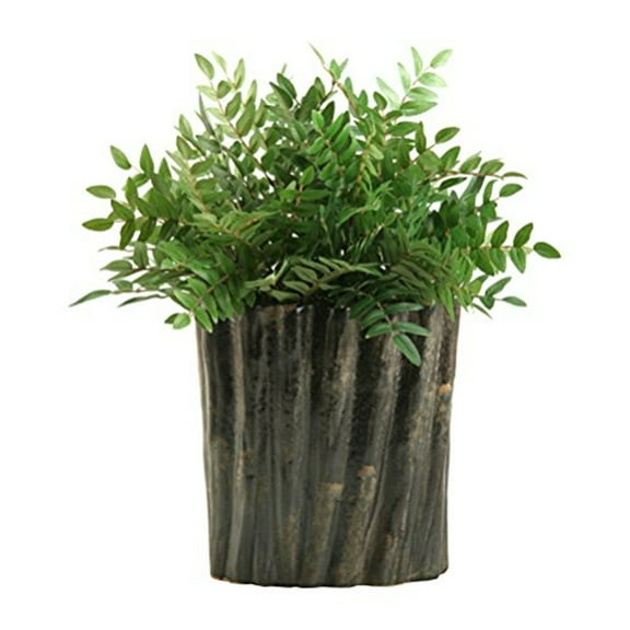 D&W Silks Green Locust Spray in an Oval Ceramic Planter