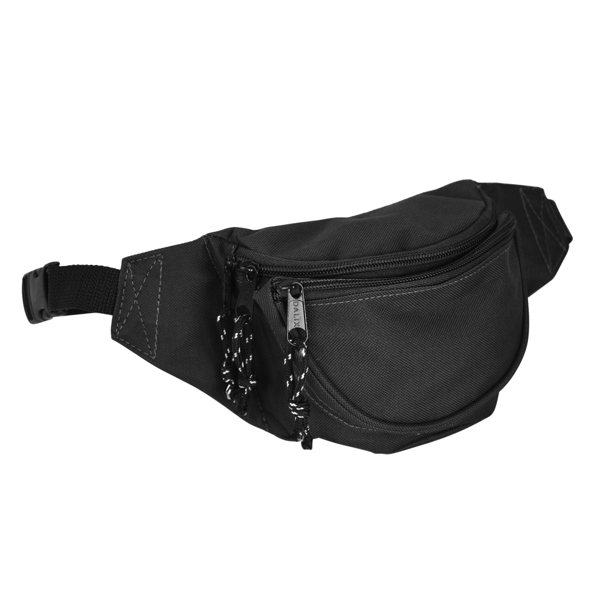 DALIX - Fanny Pack w/ 3 Pockets Traveling Belt Pouch Waist Wallet Concealer Black - 0
