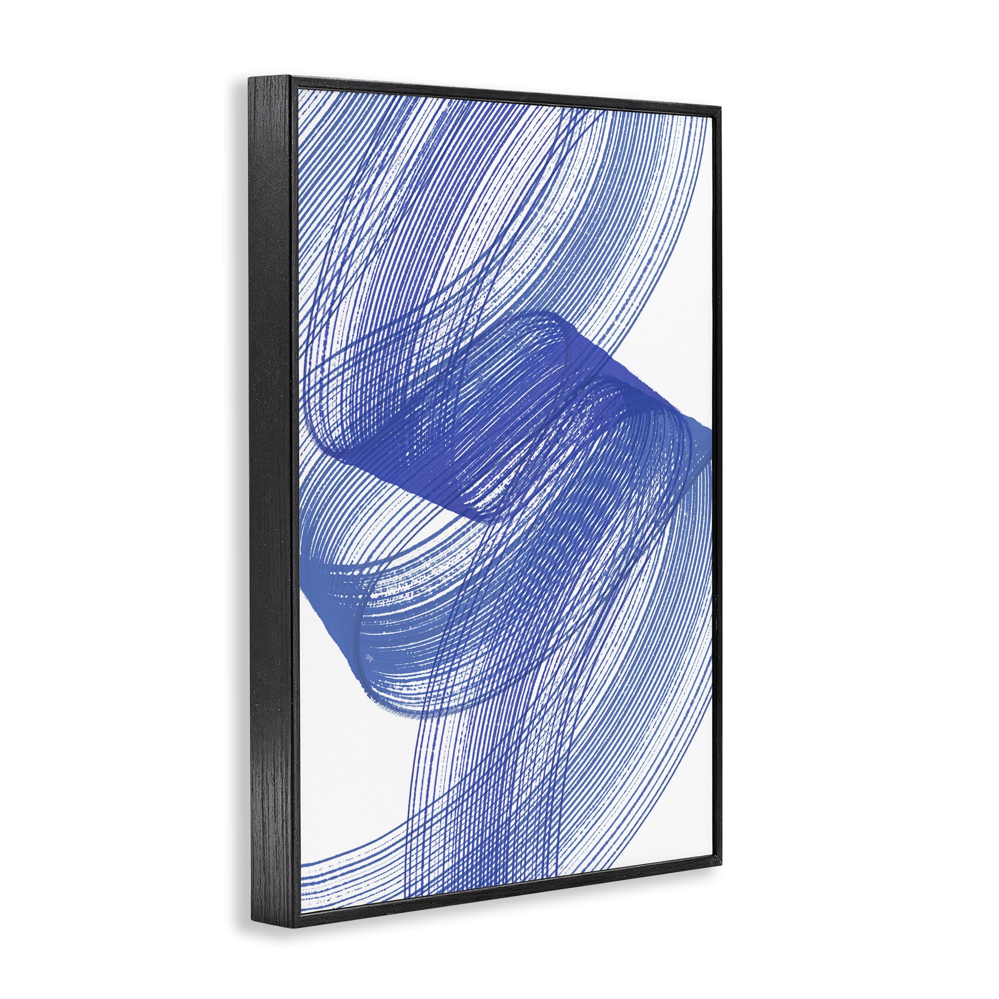 Stupell Industries Blue Lines Flowing In Motion Black Framed Giclee Art, design by Martina Pavlova