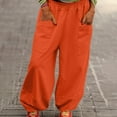 thumbnail image 2 of ManxiVoo Breathable High Stretch Waist Wide Leg Harem Pants for Women Casual Comfortable Baggy Style Lounge Wear Trousers L Size Orange, 2 of 9