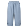 thumbnail image 6 of Axiiglly Bermuda Shorts for Women Cotton Linen Pleated Knee Length Shorts with Pockets Summer Beach Vacation Shorts, S-2XL, 6 of 6