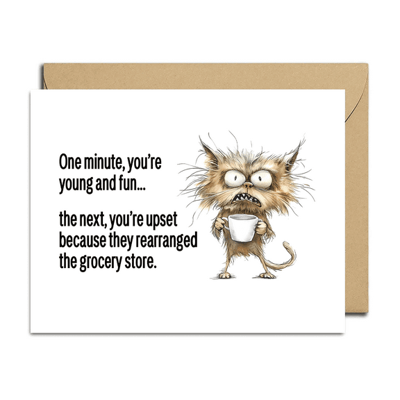 Funny Greeting Card – "One Minute You're Young and Fun" – Hilarious Design with Envelope Included – Perfect for Gifting on Birthdays and Everyday Occasions