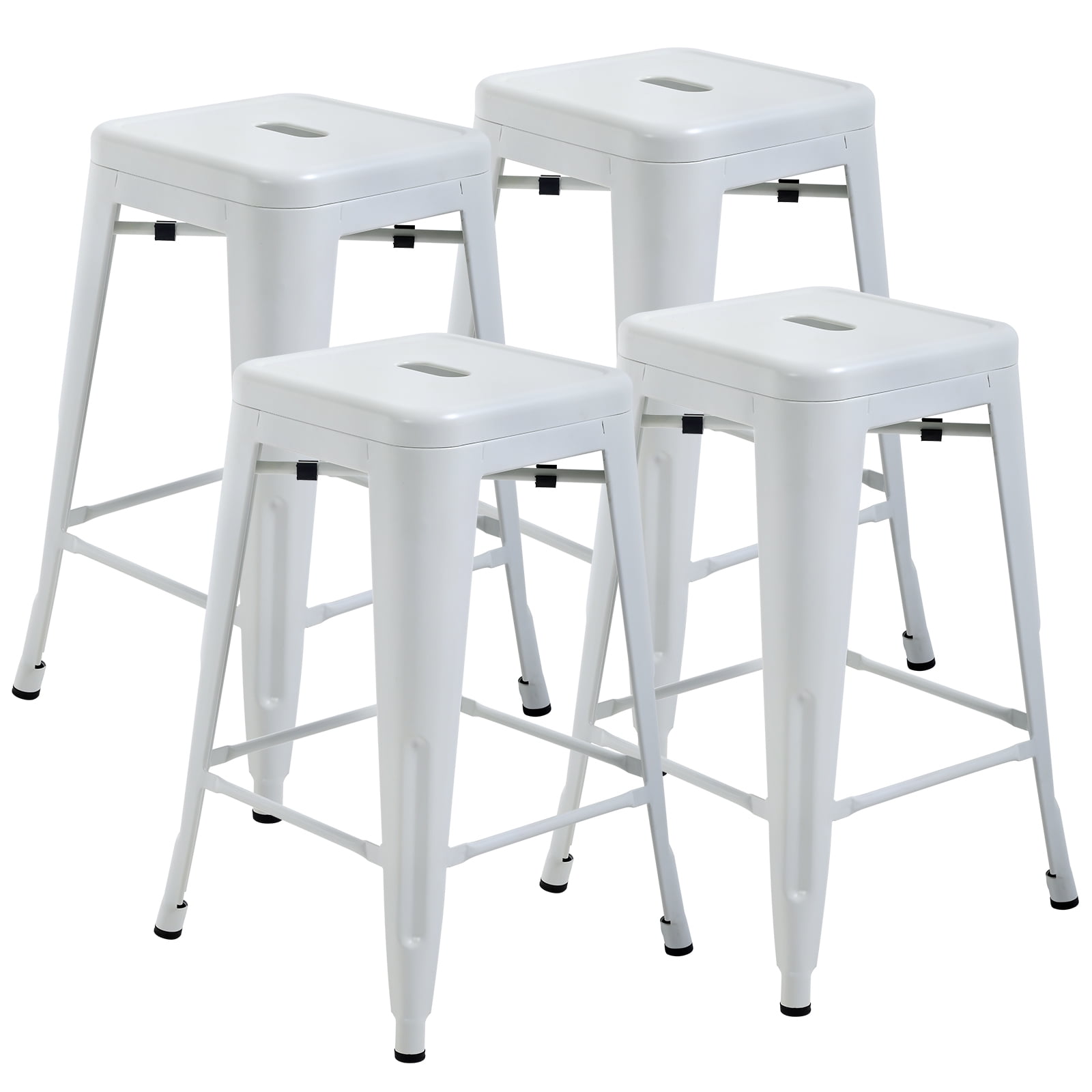 YRLLENSDAN Counter Height Bar Stools Set of 4, Metal 24 Inch Backless