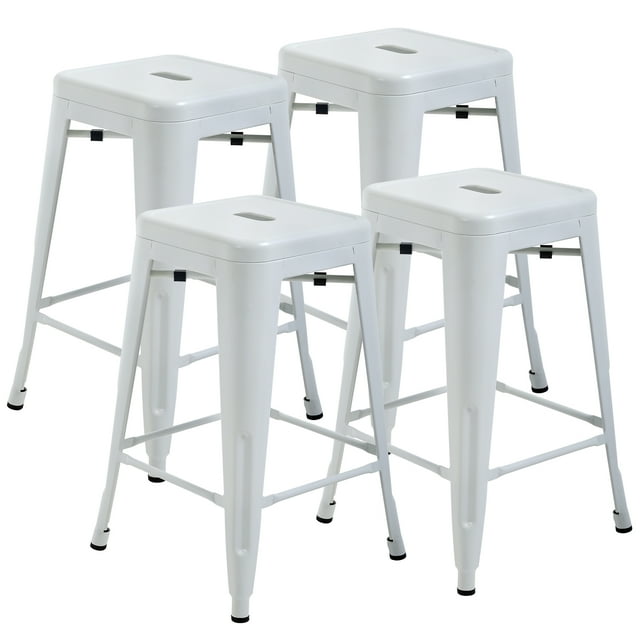 YRLLENSDAN Counter Height Bar Stools Set of 4, Metal 24 Inch Backless