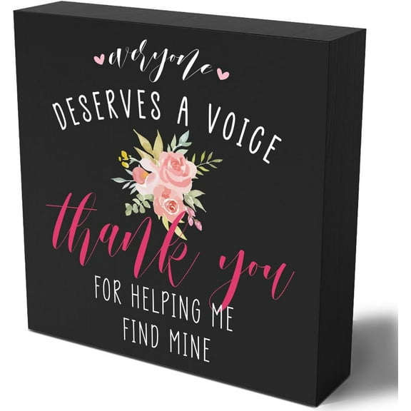 Zomyto 5"x5" Funny Speech Therapist Wooden Box Sign Plaque Everyone Deserves a Voice Thank You for Helping Me Find Mine Wood Box Sign