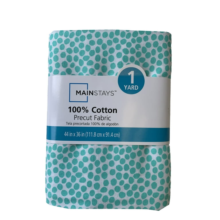 Mainstays 100% Cotton 1 Yard Precut Fabric Aqua Dot