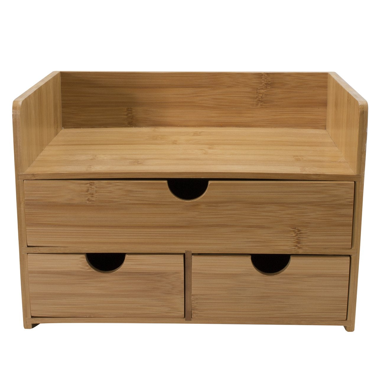 Sorbus New 3-Tier Bamboo Desk Organizer with Drawers and Shelf in a Single Pack