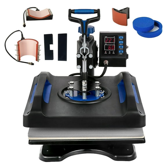 Multifunctional Heat Press Machine 38X38CM 5 in 1, 15" x 15" Heating Press Sublimation Machine 360° Rotation Swing Away T-Shirt Printing Machine for DIY T-Shirts Cap Mugs