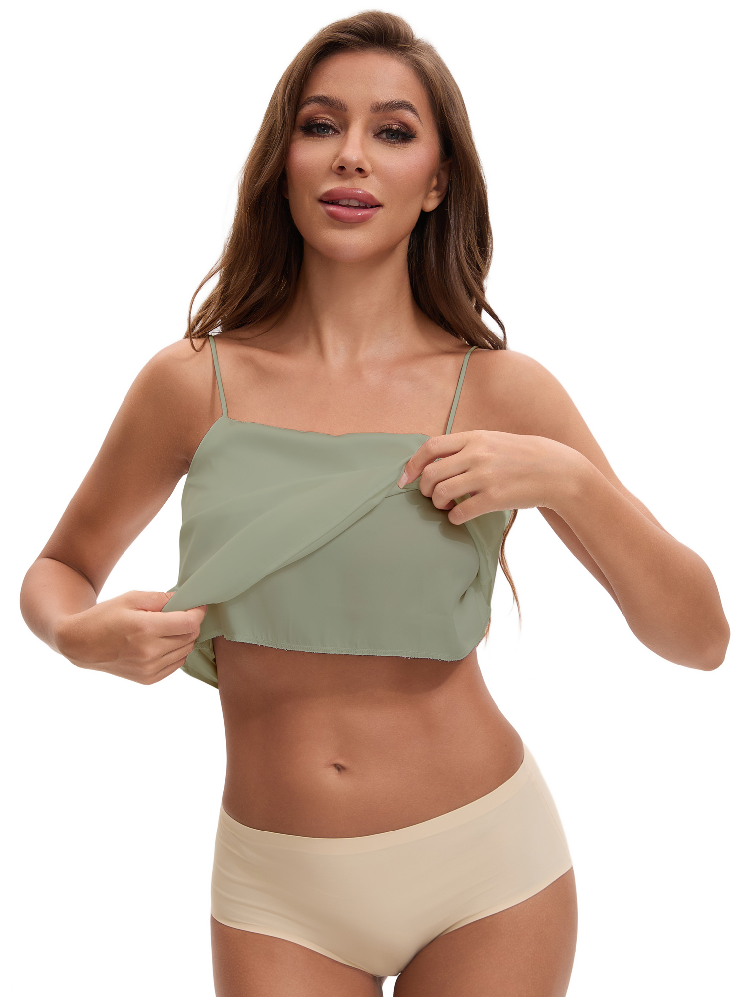 Unique Bargains Women's V Neck Wide Strap Loose Fit Camisoles M Light Green