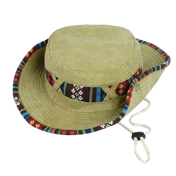 Wowstyle Bucket Hats for Men and Women Outdoor UPF 50  Sun Hat Wide Brim Adjustable Floral UV Protection Fishing Hat Cowboy Hat for Fishing Hiking Camping,Dark Khaki