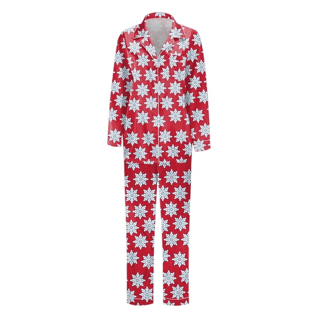 Silk Satin Family Pajamas Set Long Sleeve Button Down Two Piece Sleepwear Loungewear Nightwear For Women