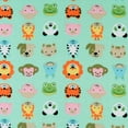 thumbnail image 1 of SheetWorld Fitted 100% Cotton Flannel Oval Crib Sheet, Fits Stokke Sleepi 26 x 47, Animal Faces Aqua, 1 of 3