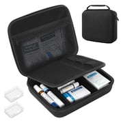 Diabetic Supplies Hard Travel Case, Portable Glucose Meter Organizer Bag for Insulin Pens, Test Strips & Accessories - Compact Protective Kit Holder