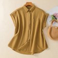 thumbnail image 4 of UAMVSH Cardigans en Coton et Lin pour Femmes Mode Coupe Ample Manches Courtes avec Poches Vestes Décontractées à Col Rabattu (Grand, Jaune), 4 of 7