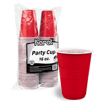 Karat 16oz BPA Free PP Party Cup, Red/White - 600 pcs