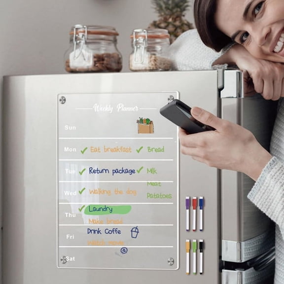 A3 Clear Fridge Magnets Acrylic Weekly Planner Board Rewritable Refrigerator Stickers Dry Erase Message Home