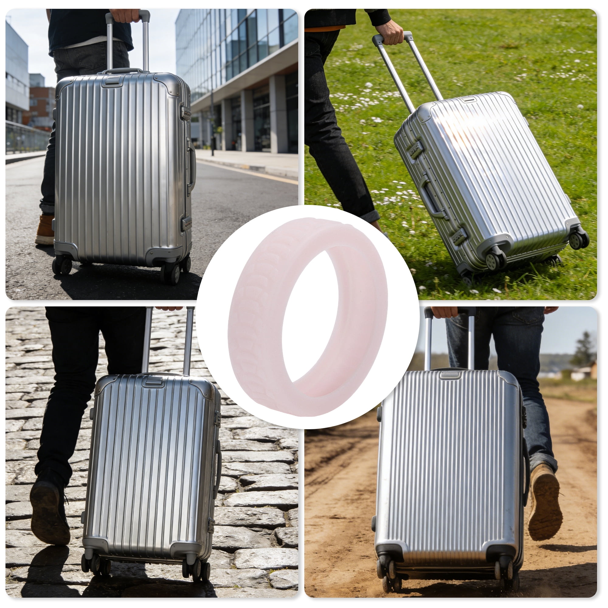 Unique Bargains Durable Convenient Luggage Wheel Covers for Travel 4Pcs Bright Pink