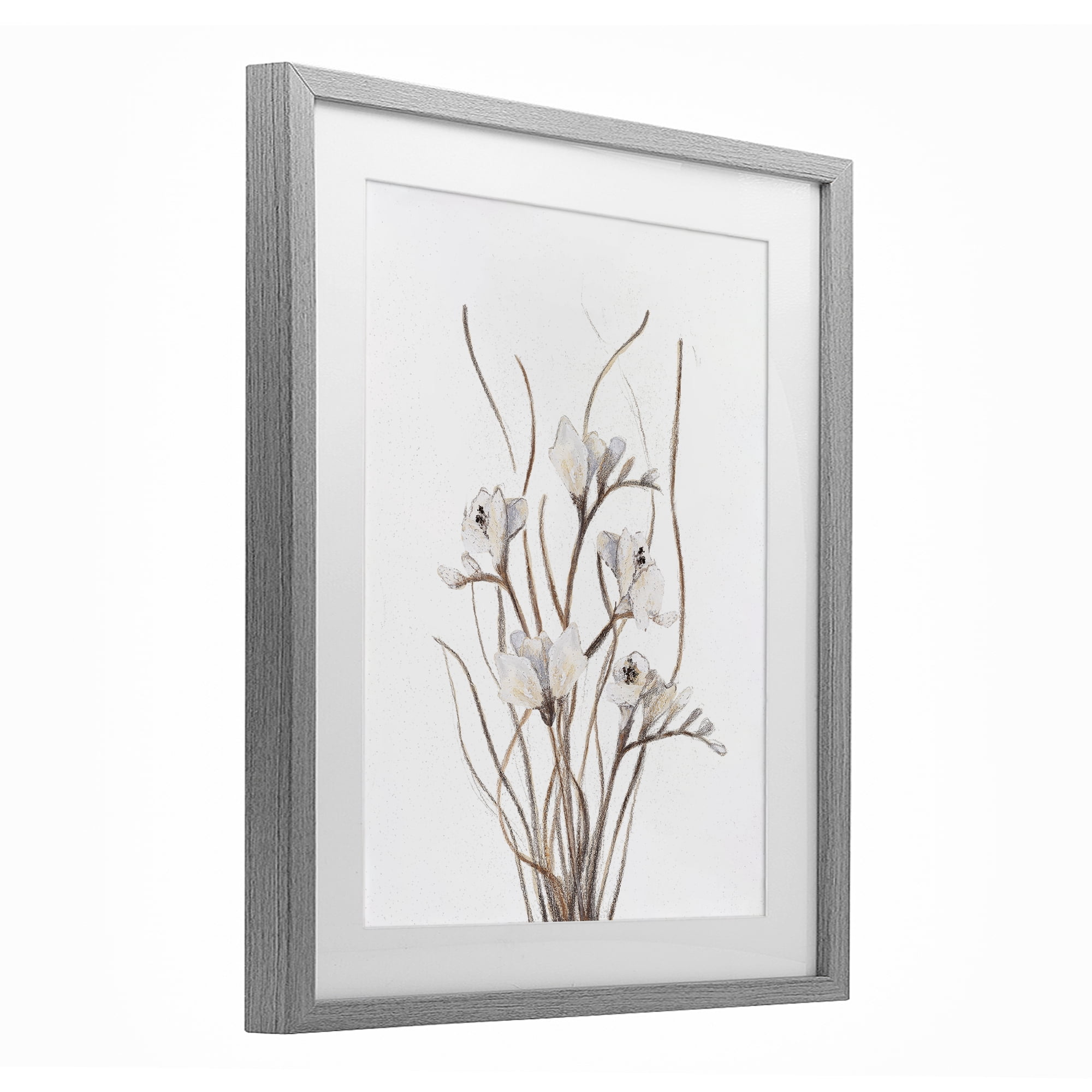 Stupell Industries Curly Branches on White Gray Framed Print Under Glass, design by Lanie Loreth