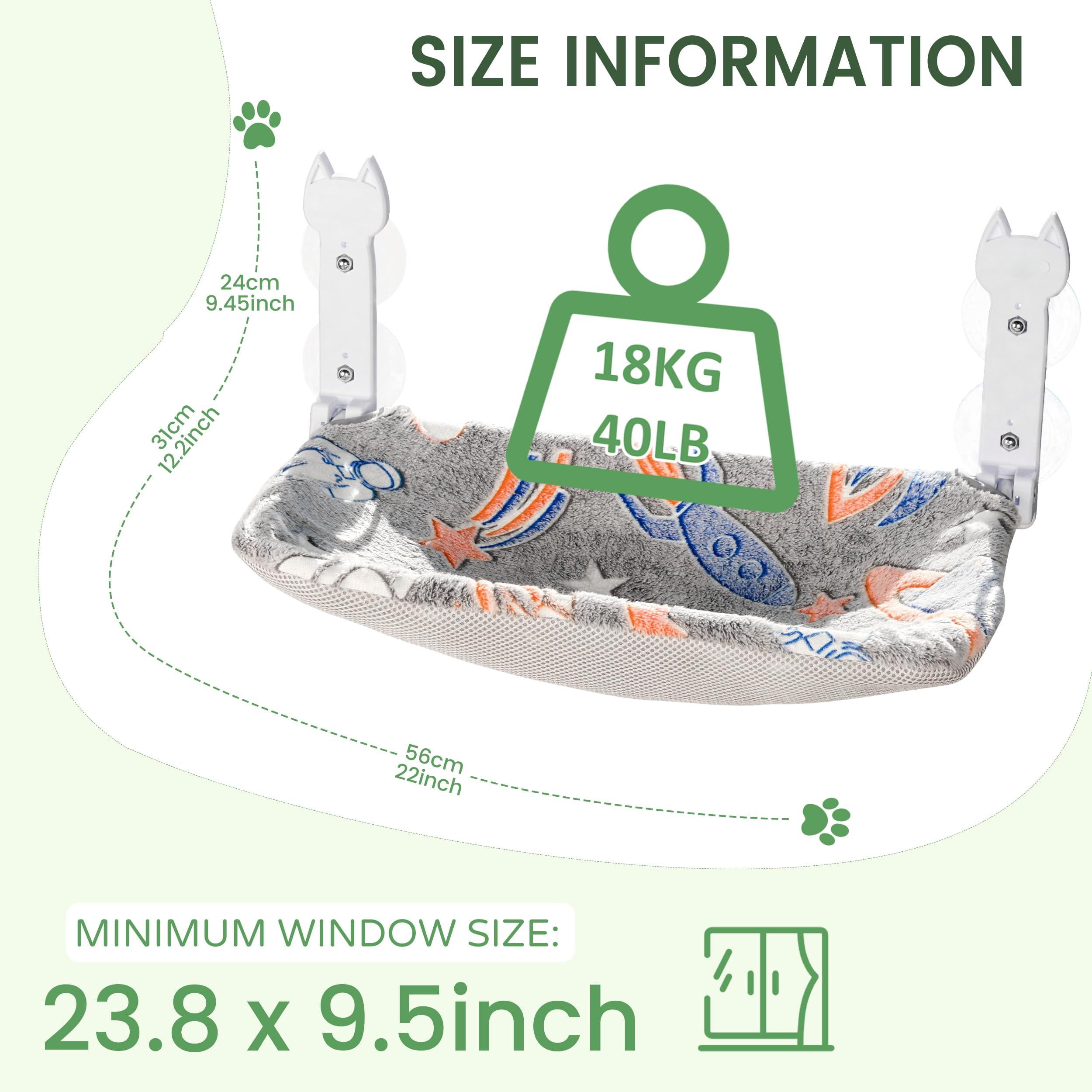 2 Pack Cat Window Perch  Glow In The Dark Foldable Hammock With Sunken Design & Removable Soft Cover Breathable Cordless Bed For Resting Indoor Kitten (shallow 2 - M)
