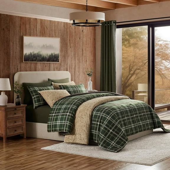 Wonderful Plaid Faux Wool Comforter Set – 3-Piece Cozy Stylish All-Season Bedding