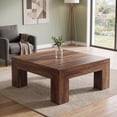 thumbnail image 5 of Fnova 39.4" Square Coffee Table, Farmhouse Wood Accent Center Cocktail Table with Sturdy Wooden Legs for Living Room, Easy Assembly, 5 of 16