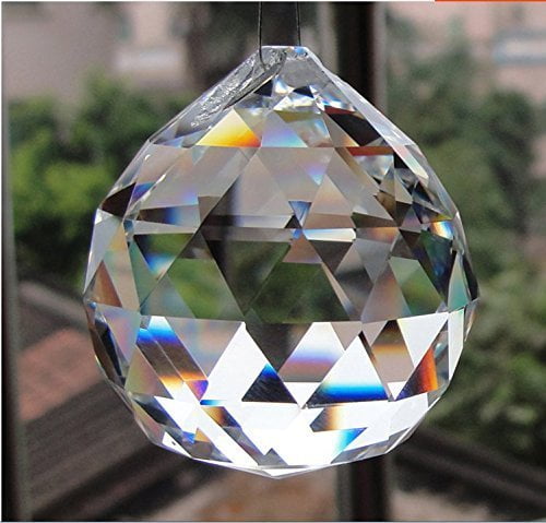 40mm Clear Feng Shui Hanging Crystal Ball Lamp Sphere Rainbow Sun Catcher New