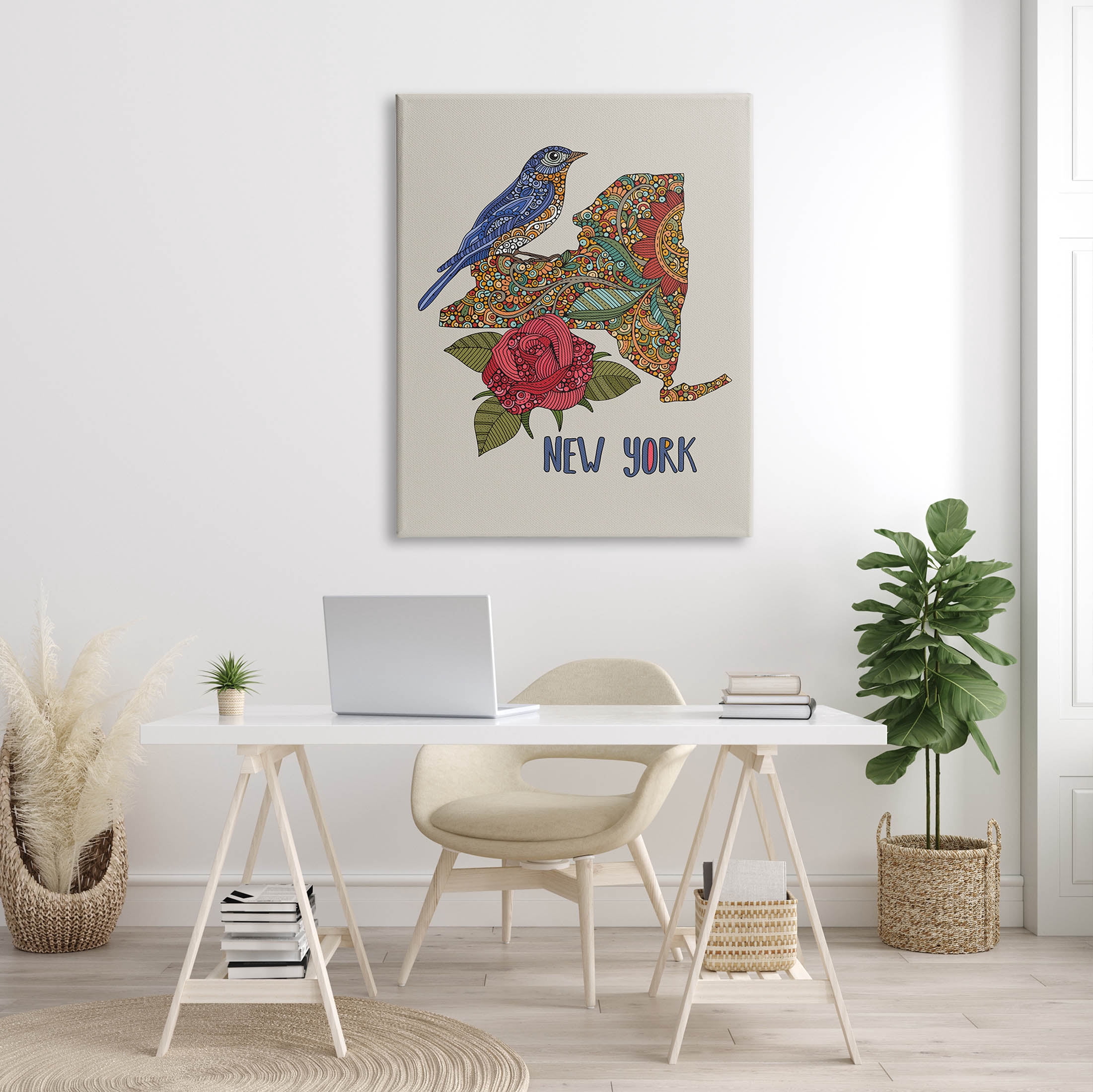 Stupell Industries Paisley Pattern New York State Graphic Art Gallery Wrapped Canvas Print Wall Art, Design by Valentina Harper