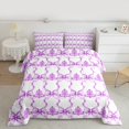 thumbnail image 2 of jejeloiu Purple Lovely Bowtie Queen Comforter Set,Cute Kawaii Bowknot Bedding Sets,Cartoon Bow Ribbon Bedding Comforter Set For Girls,Breathable Home Decor Reversible,3 Pieces, 2 of 8