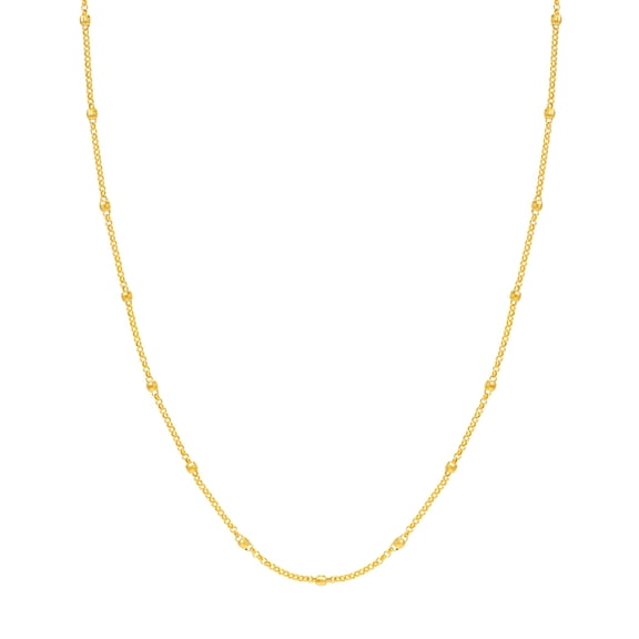 14k Yellow Gold 3mm Disco Bead Rolo Chain Necklace 18 Inch Chain Necklace for Women and Men