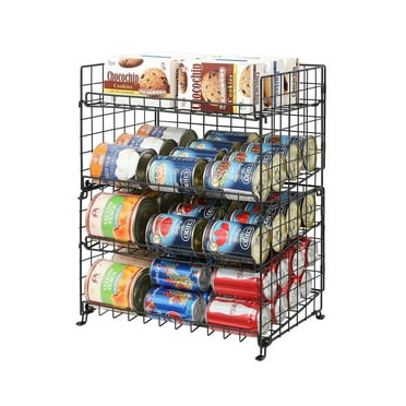 Tacoday 4-Tier Kitchen Pantry Stackable Storage Cabinet Organizer, Black