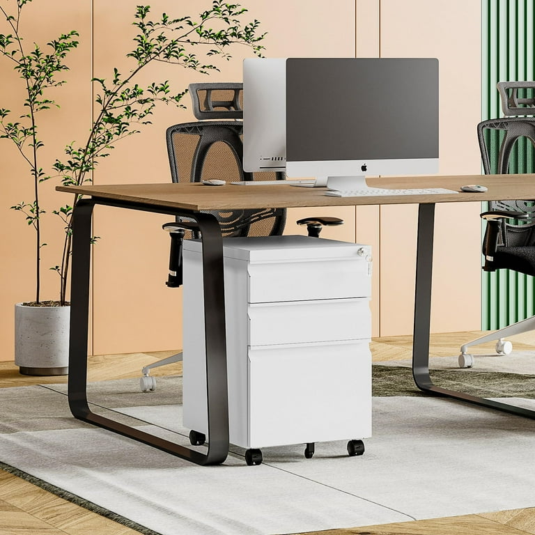 MIIIKO 3 Drawer File Cabinet with Lock, Under Desk Metal