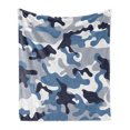thumbnail image 1 of Camouflage Soft Flannel Fleece Blanket, Illustration Abstract Soft Colors Pattern Surreal Shapes Design Art, Cozy Plush for Indoor and Outdoor Use, 70" x 90", Slate Blue Indigo Grey, by Ambesonne, 1 of 6