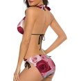thumbnail image 3 of NICKSUN Women's Bikini Sets, Roses Print Two Piece Bathing Suits Sexy Halter Padded Bikini Swimsuits, 3 of 6