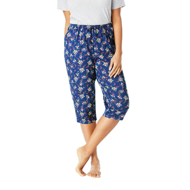 Dreams & Co. - Dreams & Co. Women's Plus Size Knit Sleep Capri Pajamas ...