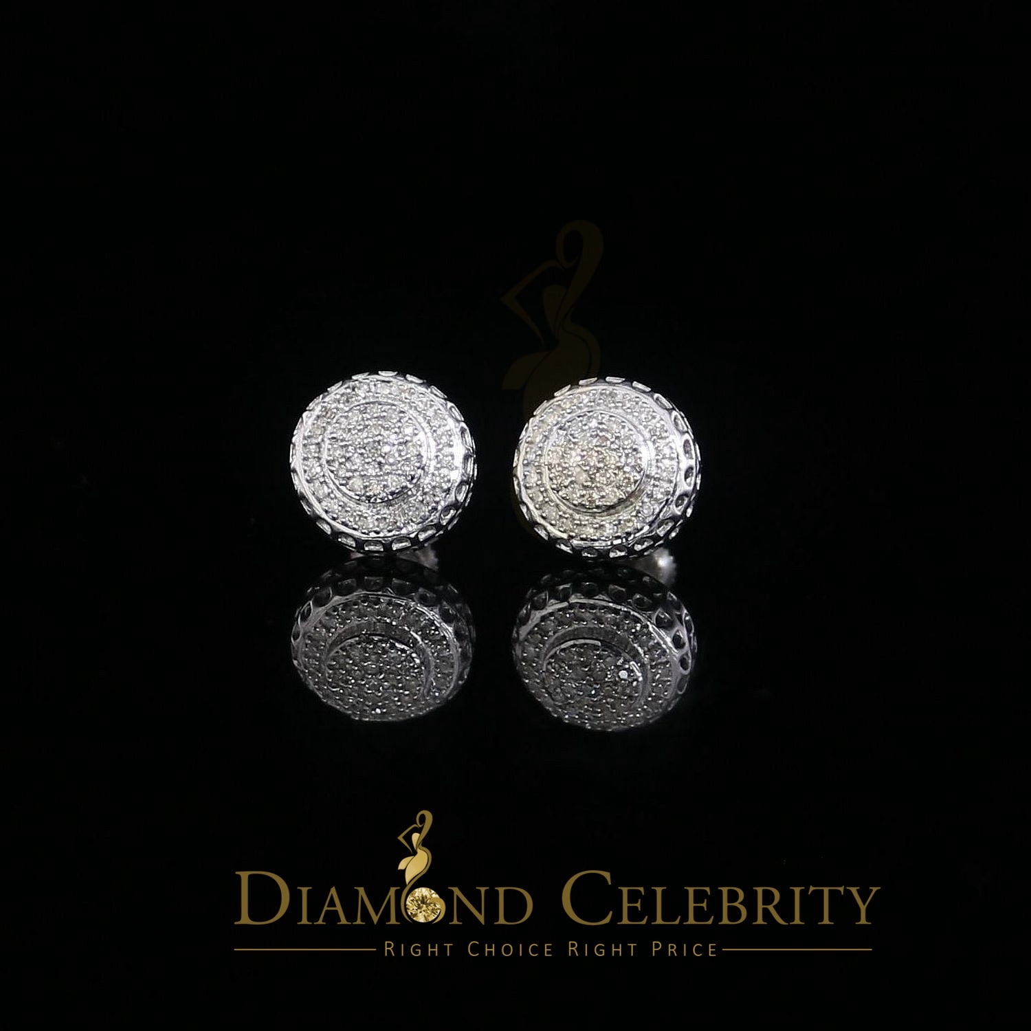 Diamond Celebrity's 925 Sterling Silver 0.20ct Diamond For Women's/ Men's White Stud Round Earrings