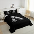 thumbnail image 3 of Feelyou Initial A Letter Bedding Comforter Set for Teen, Black White Monogrammed Twin Comforter Sets, Checkered Buffalo Reversible Bedding Set, Microfiber Bedroom Decor, 2pcs, 3 of 8
