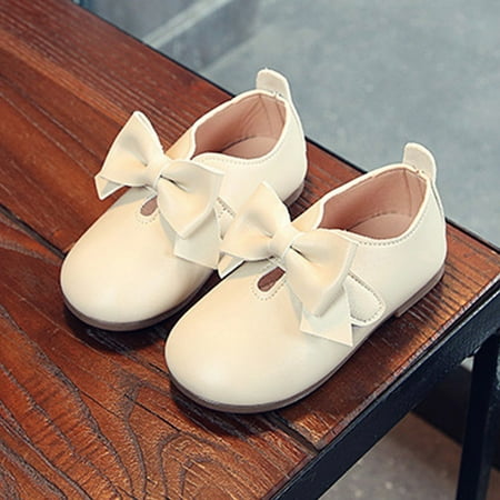 

Cathalem Girls Lightweight Boots Fashion Autumn Girls Casual Shoes Flat Light Hook Loop Solid Color Bow Little Girls Fall Boots Shoes Beige 15 Months